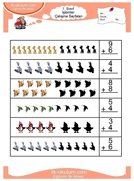 Çocuklar İçin toplam işlemi yaprak testleri 